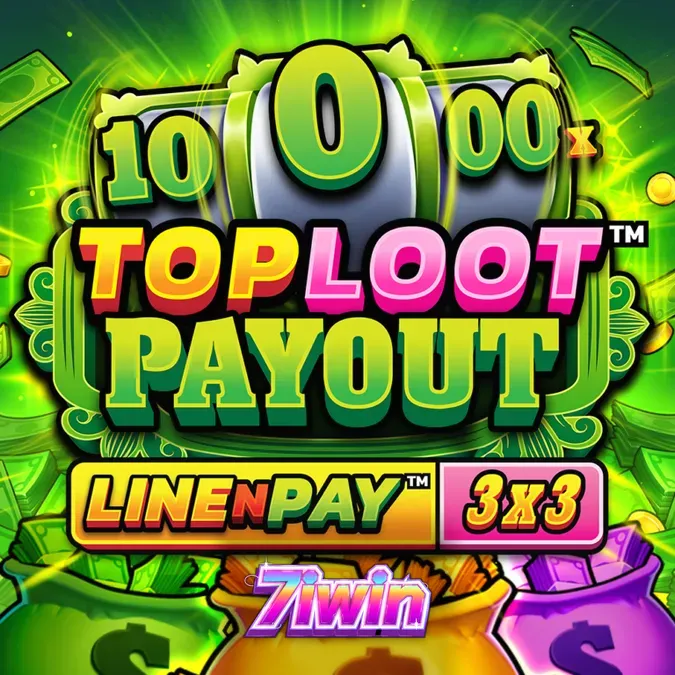 Interface do jogo TopLoot Payout LineNPay com grade 3x3 e símbolos de bônus